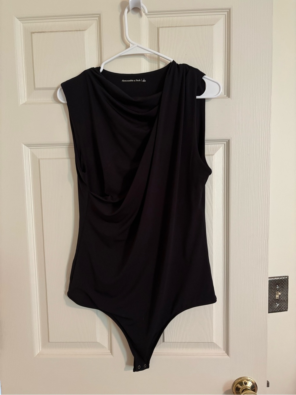 Abercrombie & Fitch Black Draped Sleeveless Bodysuit - Sleek Cowl Neck